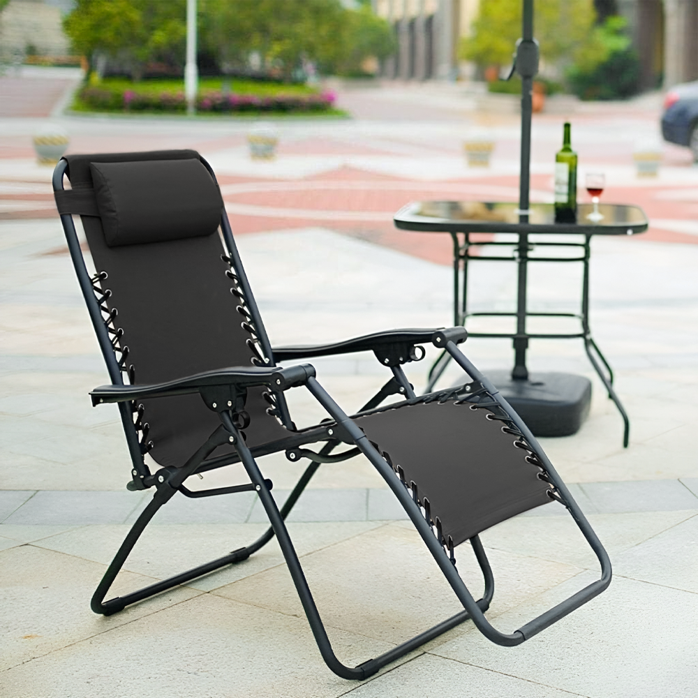 Set 2 chaises pliantes Gravità Zero avec dossier inclinable poltrona textilène
