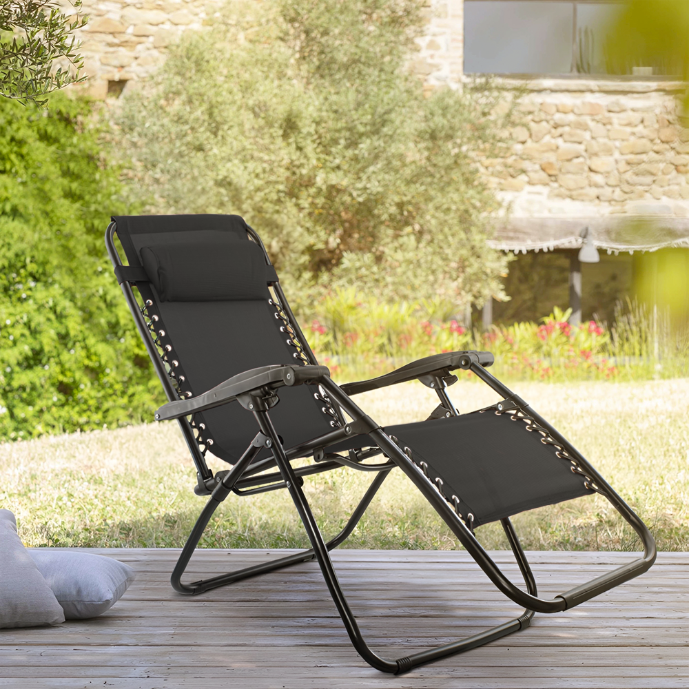 Set 2 chaises pliantes Gravità Zero avec dossier inclinable poltrona textilène