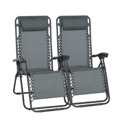 Set 2 chaises pliantes Gravità Zero avec dossier inclinable poltrona textilène