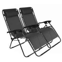 Set 2 chaises pliantes Gravità Zero avec dossier inclinable poltrona textilène