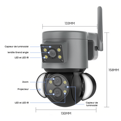 Caméra WiFi Zoom 10X extérieure en 4K HD avec Grand Angle et Double Objectif