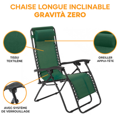 Chaise Gravita Zero pliante avec dossier inclinable fauteuil textilèneà étranger