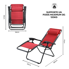 Chaise Gravita Zero pliante avec dossier inclinable fauteuil textilèneà étranger