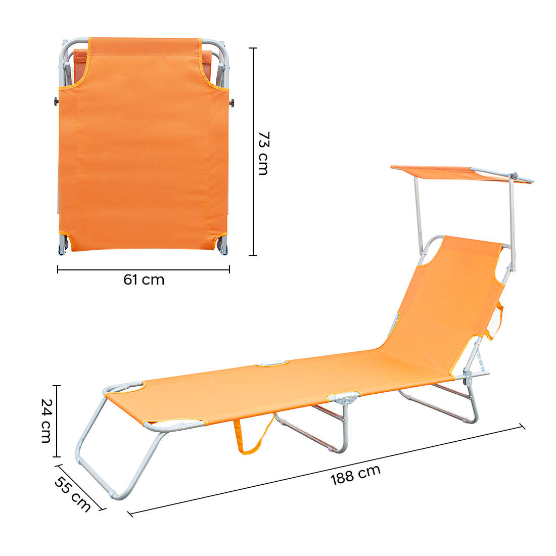 2309P Transat pliant avec dossier réglable et parasol