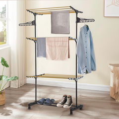 Étendoir à linge vertical 3 étagères pliantes étendoir à tour avec 4 roues