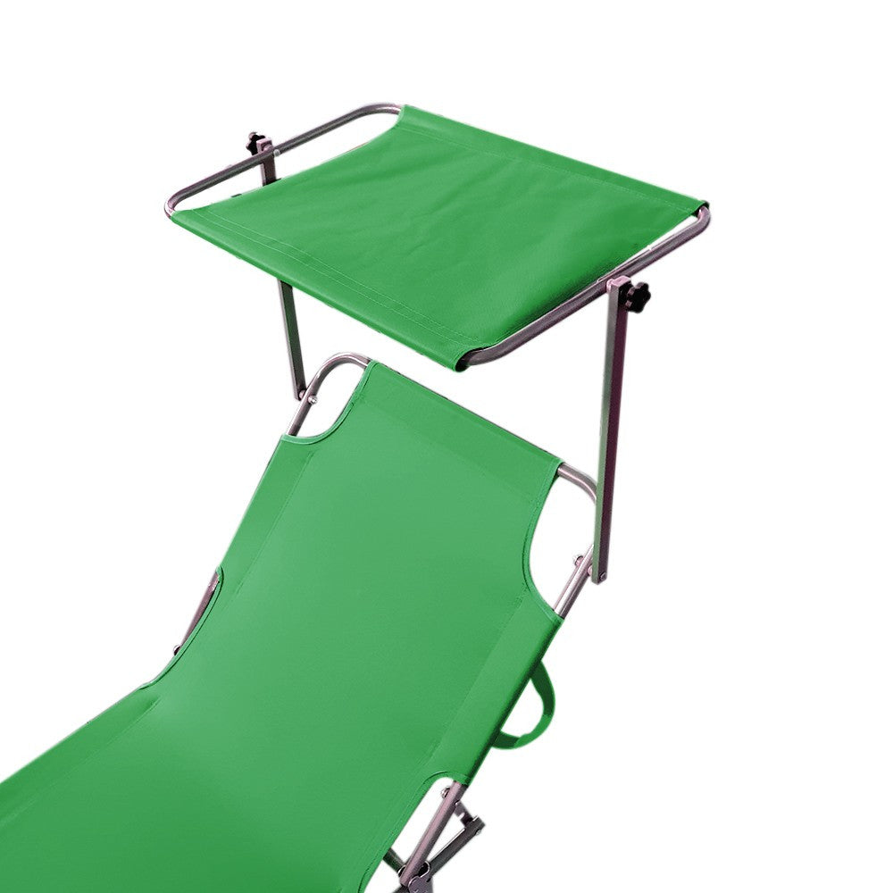 Chaises longues pliantes 2 pièces dossier inclinable et pare-soleil acier 2309P