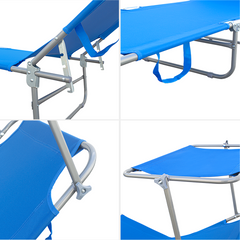 Chaises longues pliantes 2 pièces dossier inclinable et pare-soleil acier 2309P