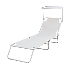 Chaises longues pliantes 2 pièces dossier inclinable et pare-soleil acier 2309P