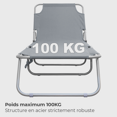 2309 Transat pliant avec dossier réglable pour plage ou jardin