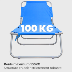 2309 Transat pliant avec dossier réglable pour plage ou jardin