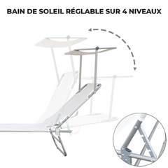 2309P Transat pliant avec dossier réglable et parasol