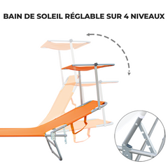 2309P Transat pliant avec dossier réglable et parasol