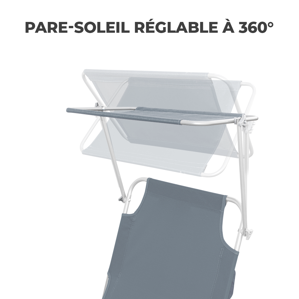 2309P Transat pliant avec dossier réglable et parasol