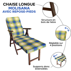 MOLISANA Artlegno Fauteuil inclinable Repose-pieds amovible Structure en bois