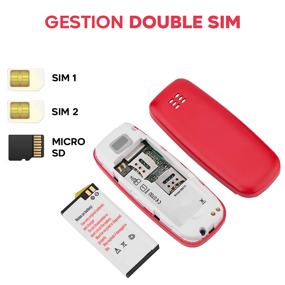 Mini téléphone portable poche avec double SIM GSM sans fil entrée carte SD MP3