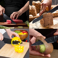 Ensemble de 5 couteaux de cuisine en pierre avec éplucheur en céramique