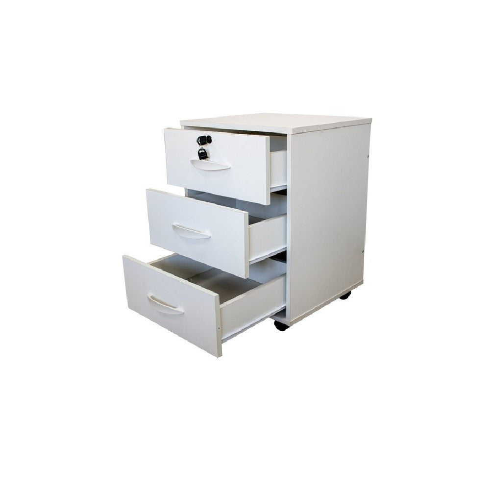 Commode de bureau à roulettes QUICK 40X45X46cm 3 tiroirs avec serrure