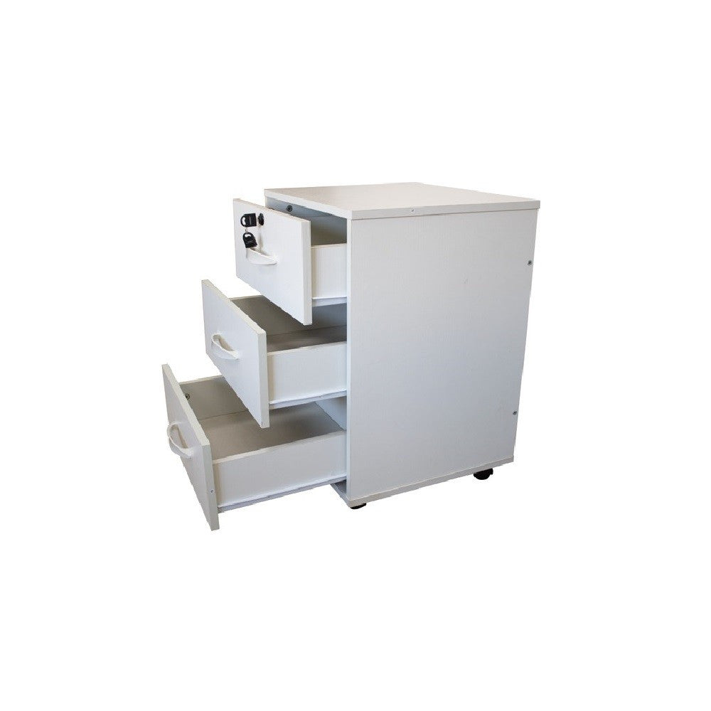 Commode de bureau à roulettes QUICK 40X45X46cm 3 tiroirs avec serrure