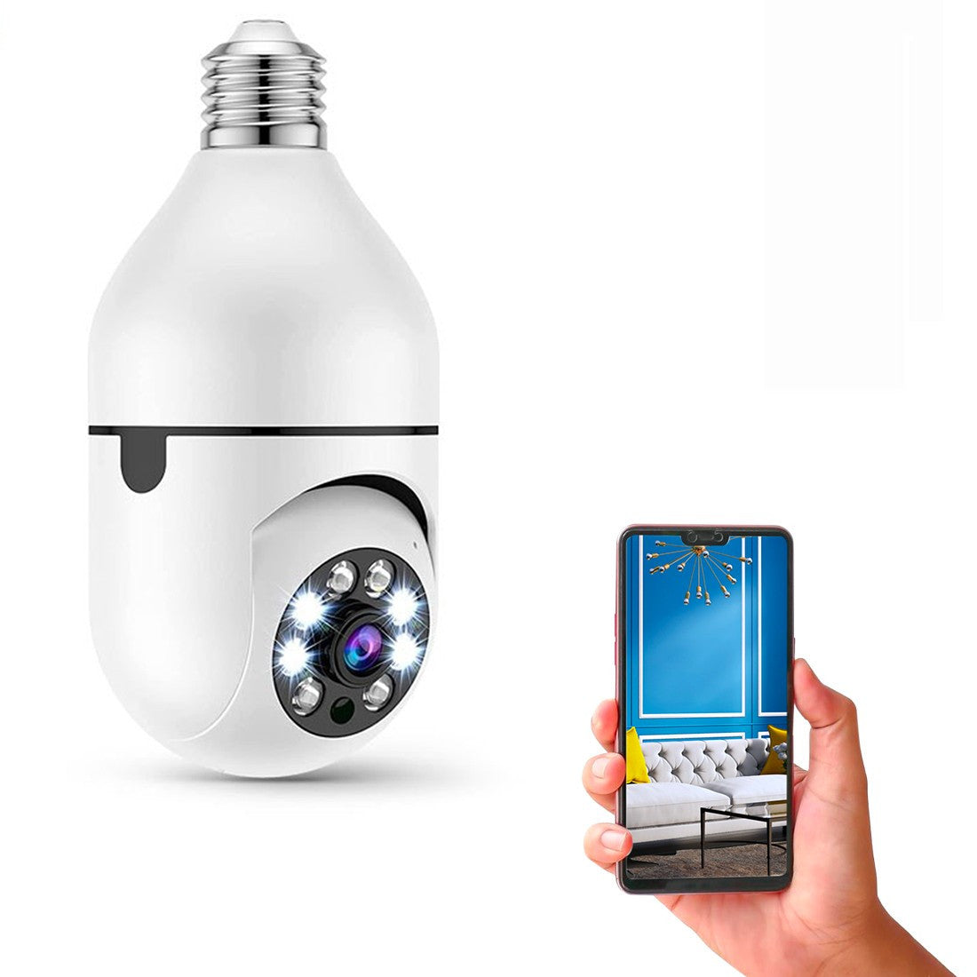 2 pièces Caméra Wi-Fi lampe cachée ampoule intérieure et extérieure Zoom