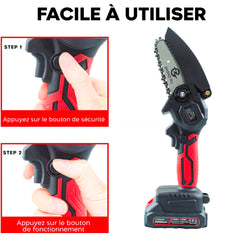 Mini Tronçonneuse Double Batterie 21V Sans Fil 4 Pouces avec Étui