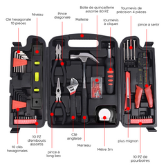 Kit Malette 129 pz Ensemble bricolage professionnel Accessoires variés mallette