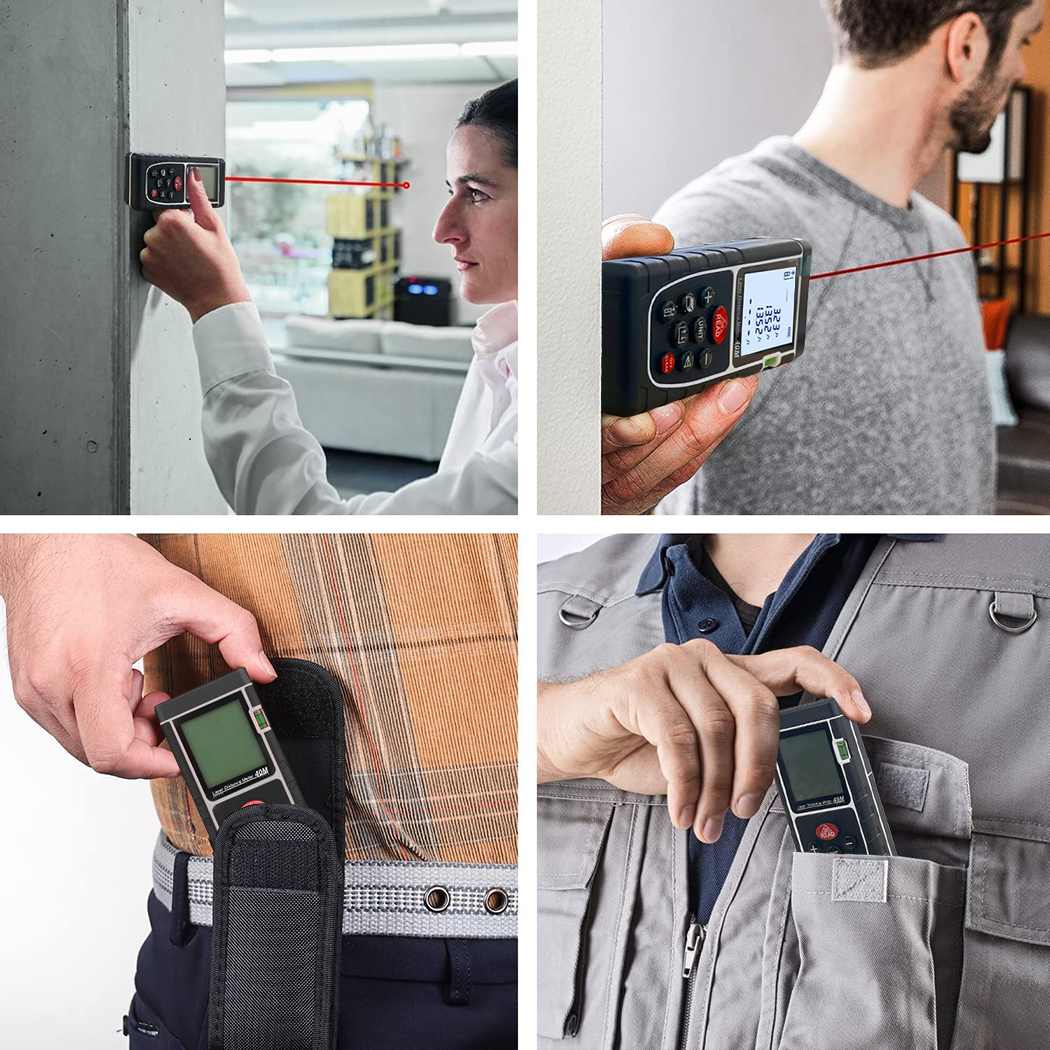 Mesureur de distance laser 40 m avec écran LCD à piles de niveau IP54