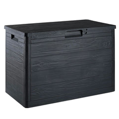 Coffre de rangement de 160 L en résine effet bois pour jardin 53x77.5x44.5