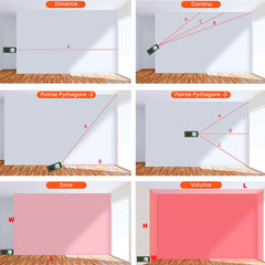 Mesureur de distance laser 40 m avec écran LCD à piles de niveau IP54