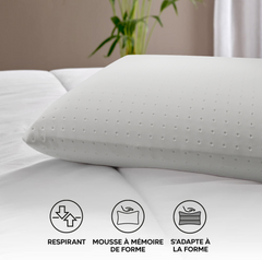 Oreiller mousse à mémoire forme pour lit orthopédique 15cm d'épaisseur cervicale