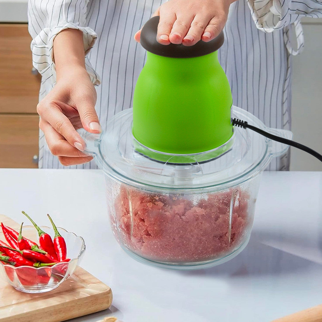 Hachoir et Multifonction Légumes 300W Bol de 2 litres Hache Émince et Mélange