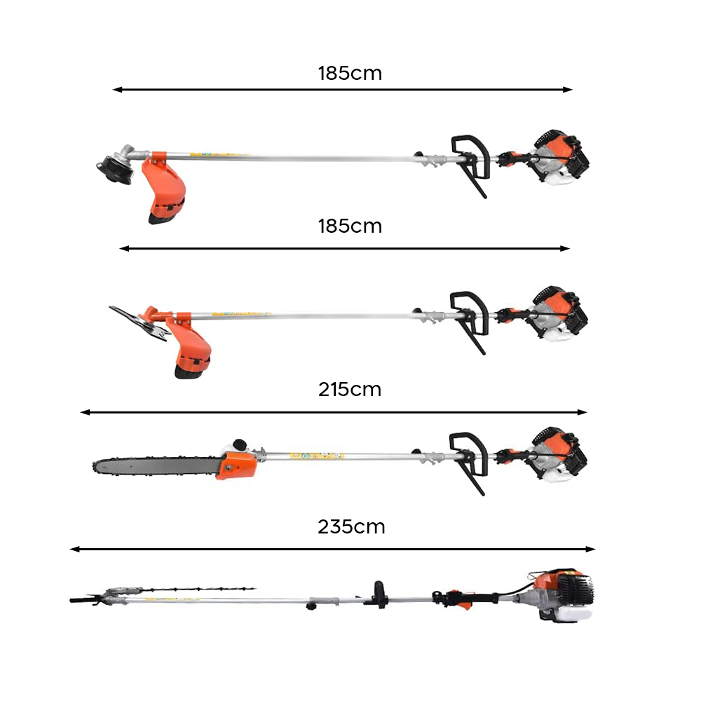 Taille-haie Coupe-branches/bordures débroussailleuse 52cc KRAFTROYAL 4en1 jardin
