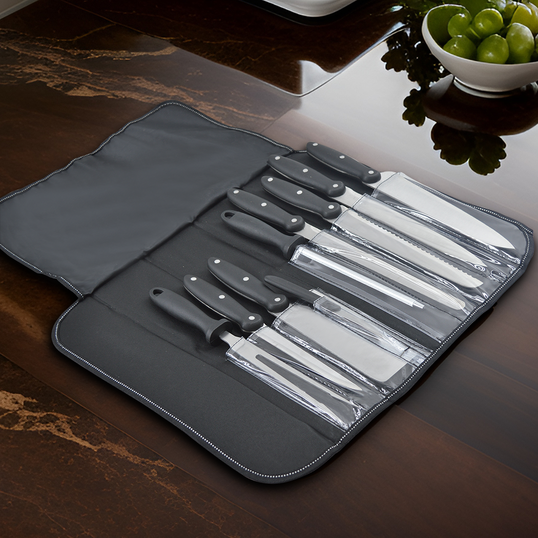 Set 9 Couteaux de Cuisine avec Étui Professionnel en Acier Inoxydable Polyvalent
