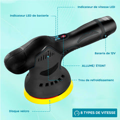 Polisseuse électrique avec batterie 24V pour voitures et sols, 8 vitesses