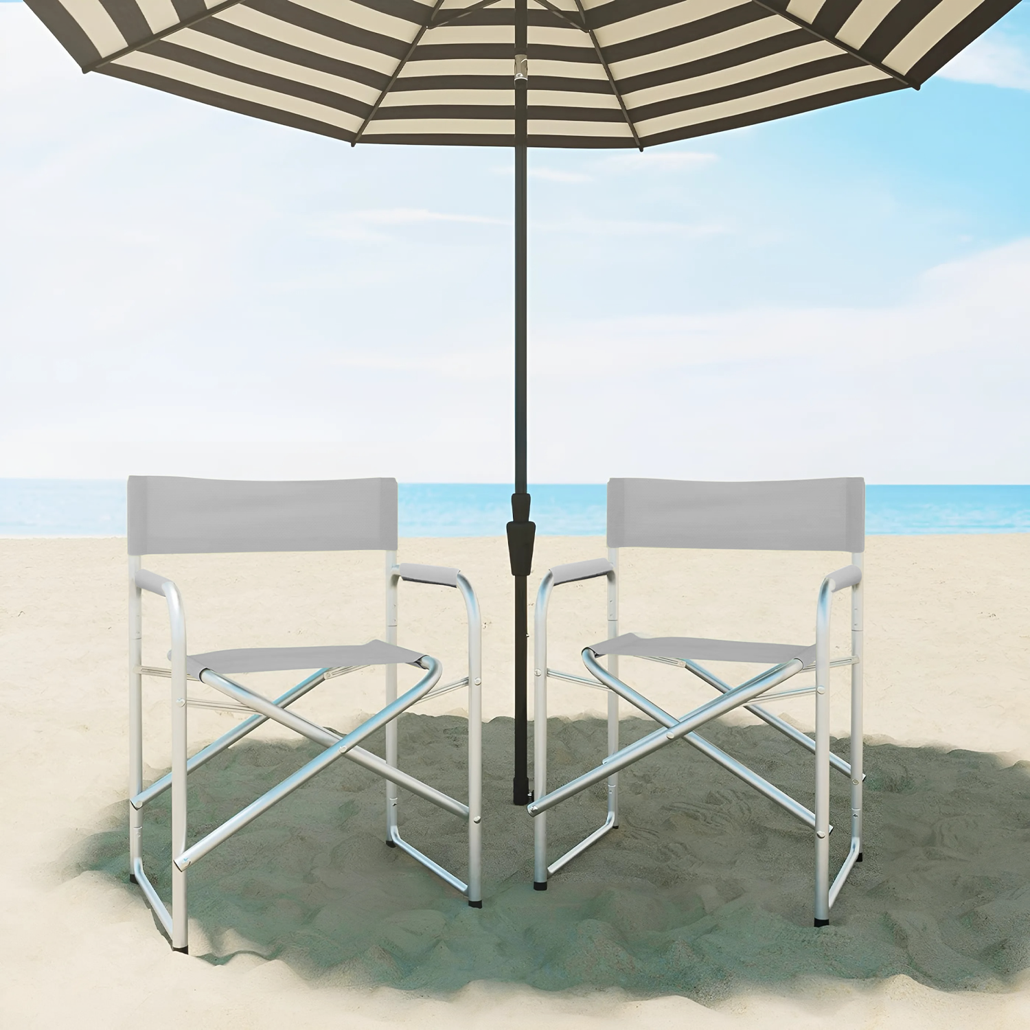 2 chaises réalisateur pliantes aluminium et textilène pour le camping 82x57x55
