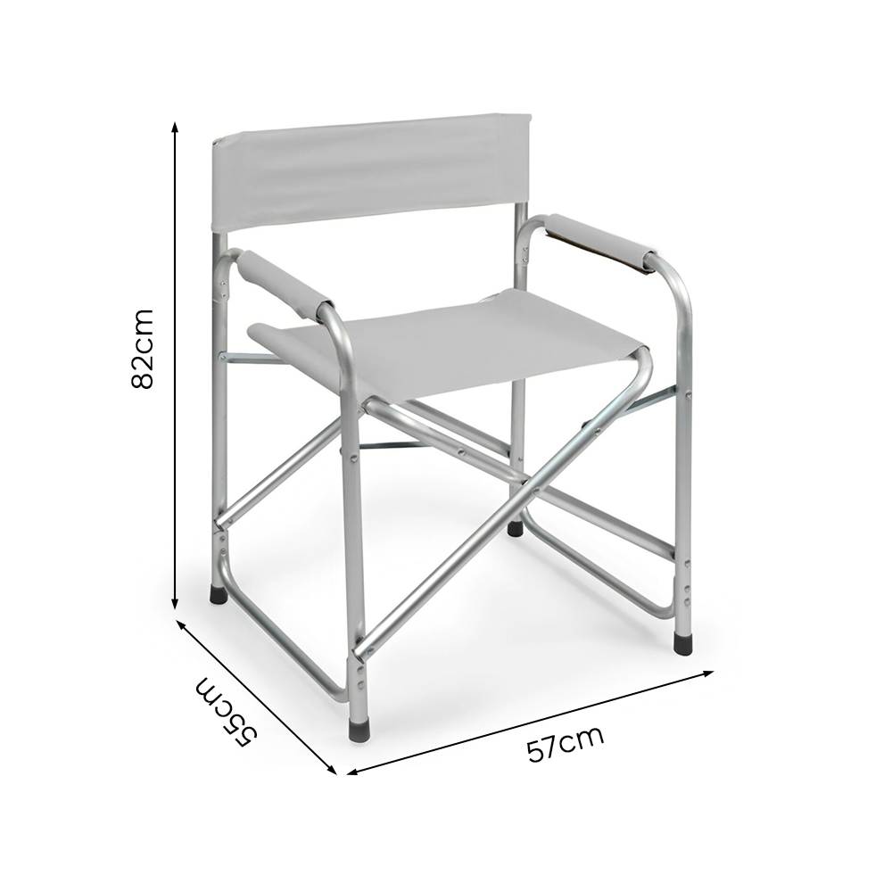 2 chaises réalisateur pliantes aluminium et textilène pour le camping 82x57x55