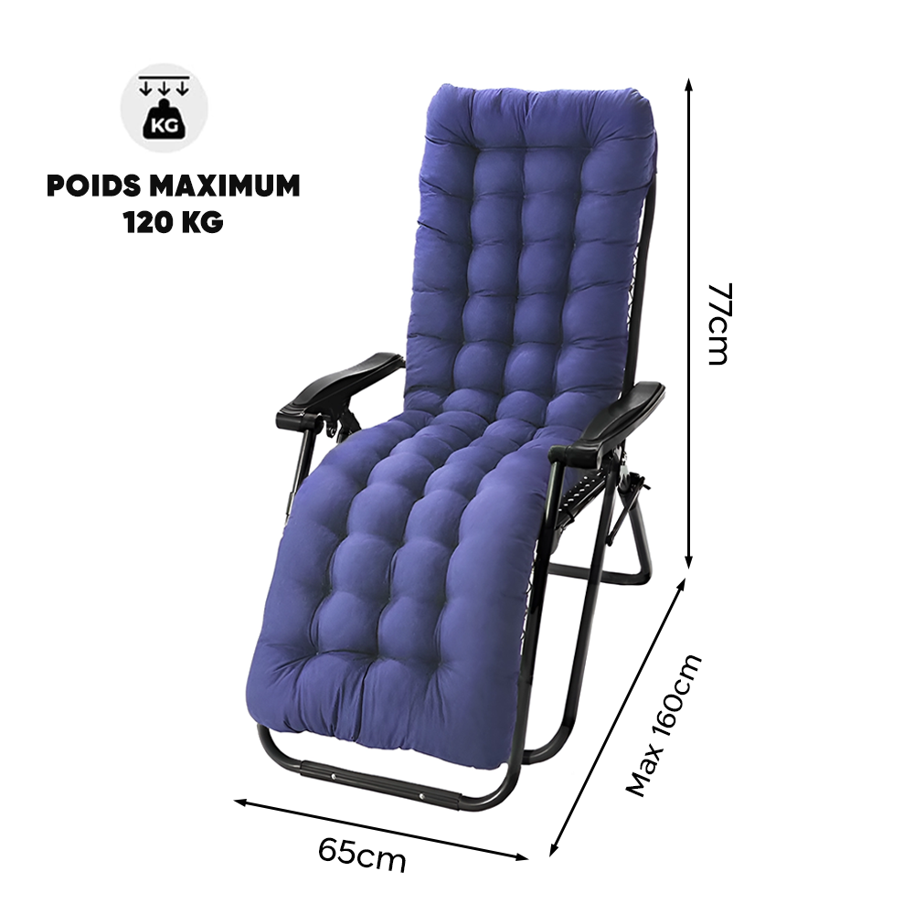 Pack 2 chaises inclinable pliable avec coussin Zéro gravité Dossier inclinable