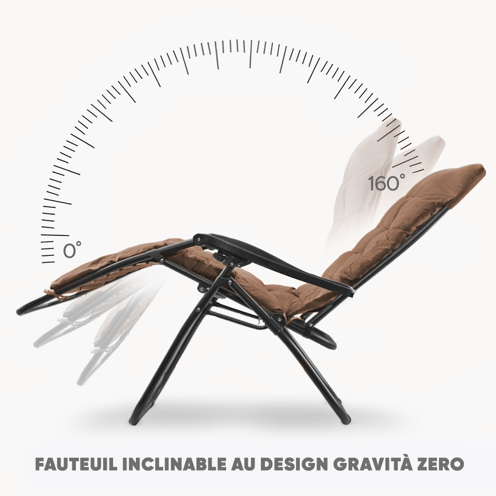 Pack 2 chaises inclinable pliable avec coussin Zéro gravité Dossier inclinable
