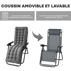 Pack 2 chaises inclinable pliable avec coussin Zéro gravité Dossier inclinable