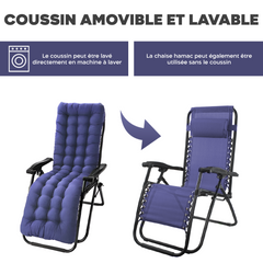 Chaise inclinable pliable avec coussin Zéro gravité Dossier inclinable