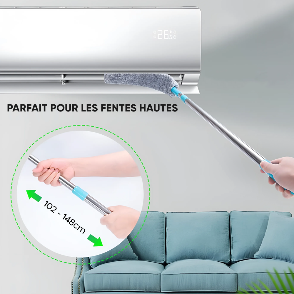Plumeau télescopique extensible chiffon microfibre pour la poussière et les sols