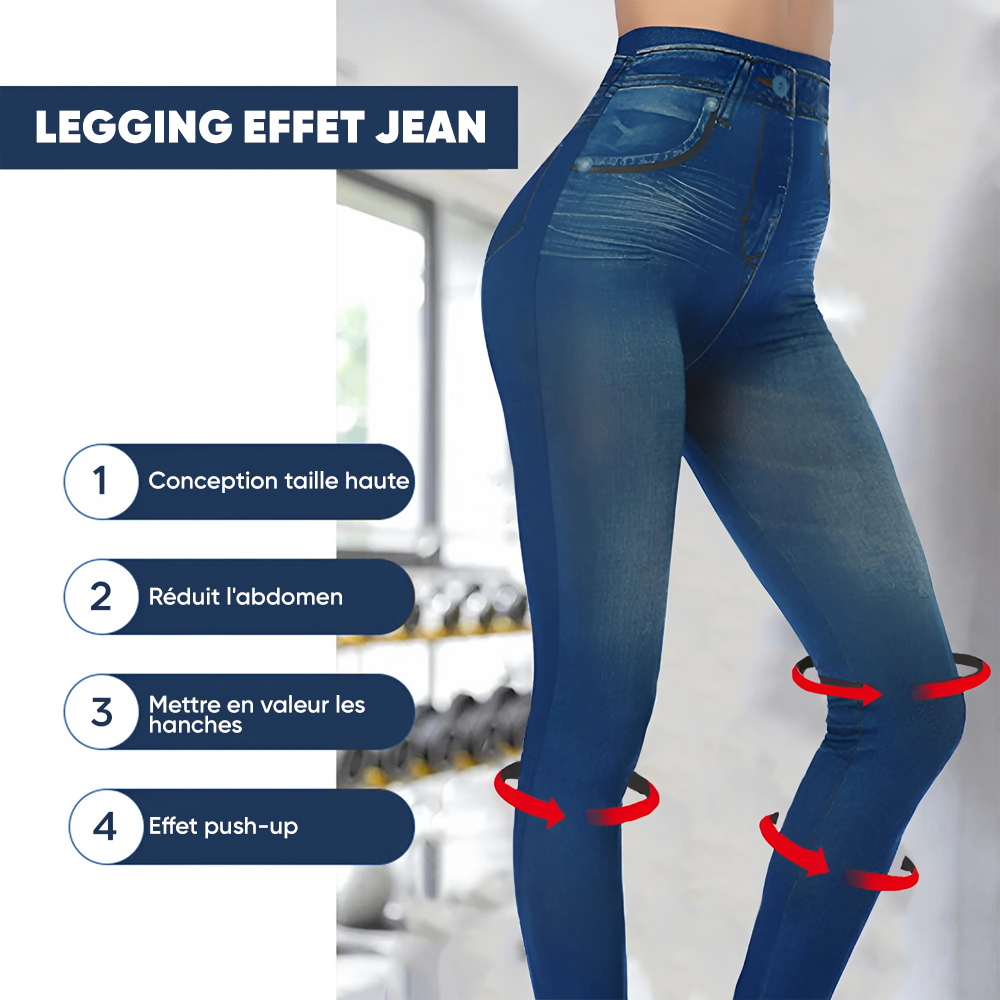 GIADA Leggings Stretch Shaping Effet Jeans Jegging Intérieur Peluche