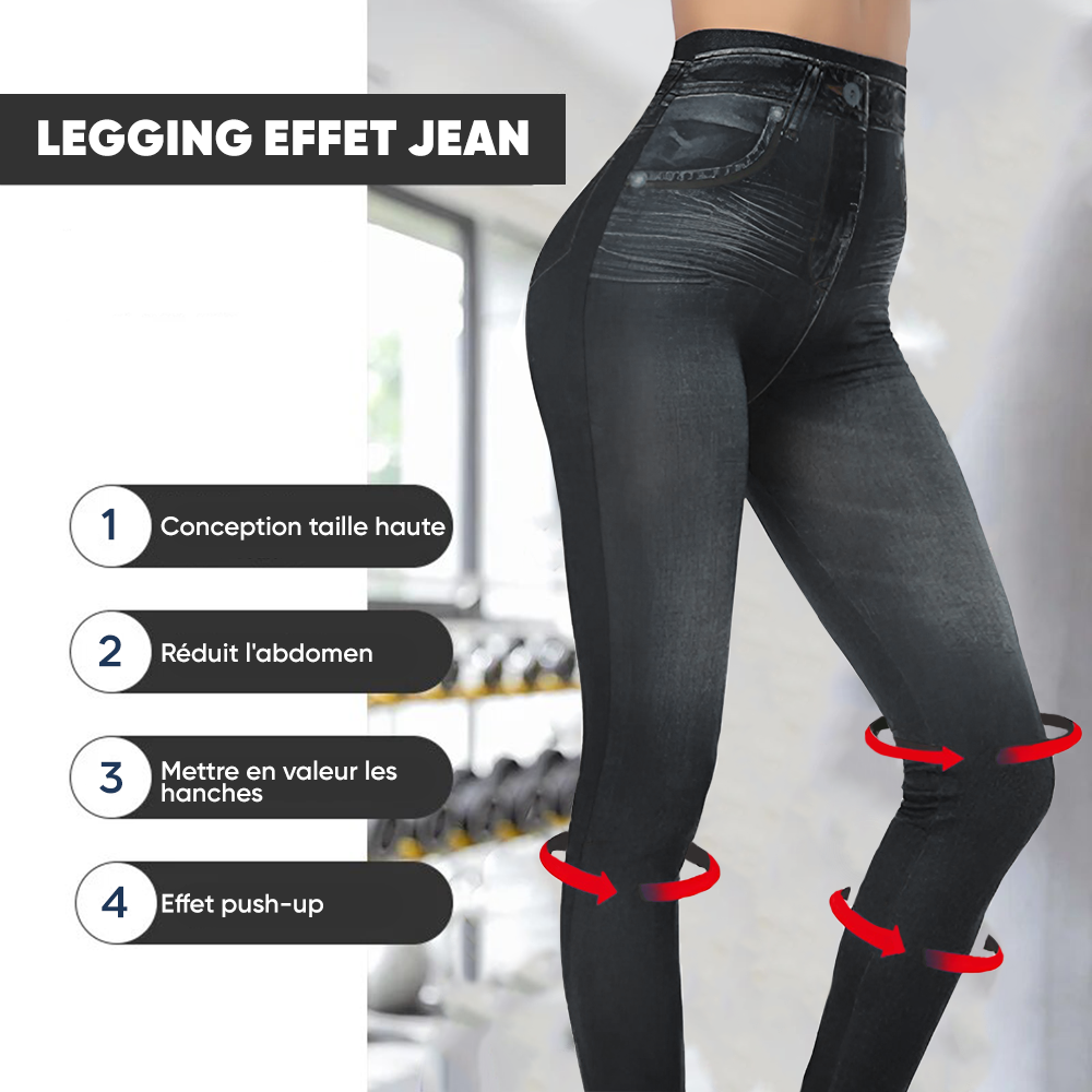 GIADA Leggings Stretch Shaping Effet Jeans Jegging Intérieur Peluche