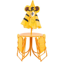 Ensemble jardin enfants 4 pièces Table Chaises et Parasol Jaune Réglable 3-6 ans