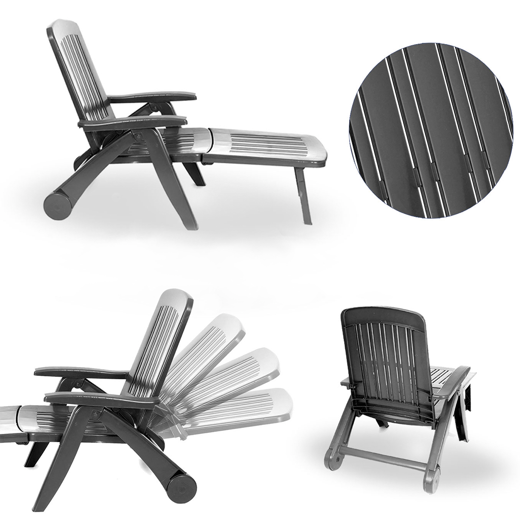 Transat Cancun avec roues pliantes en polyrotin 72x190x60cm