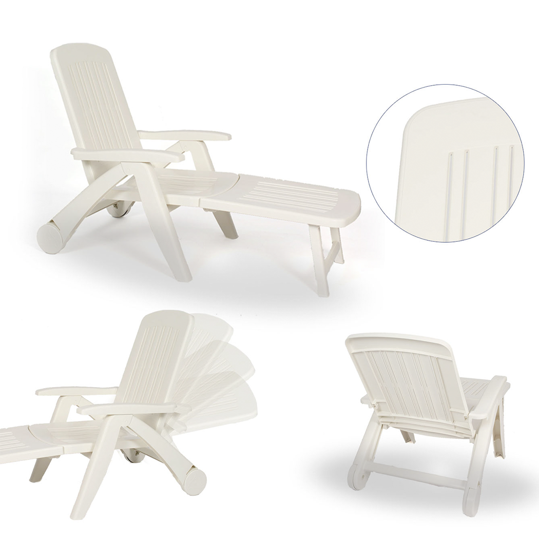 Transat Cancun avec roues pliantes en polyrotin 72x190x60cm