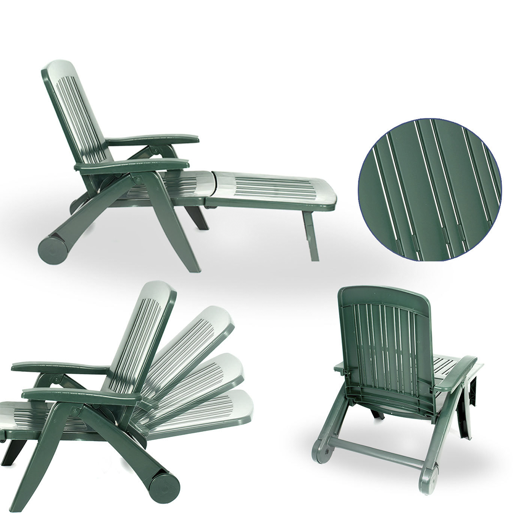 Transat Cancun avec roues pliantes en polyrotin 72x190x60cm