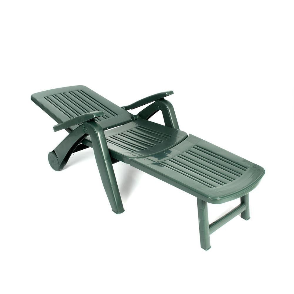 Transat Cancun avec roues pliantes en polyrotin 72x190x60cm
