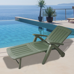 Transat Cancun avec roues pliantes en polyrotin 72x190x60cm
