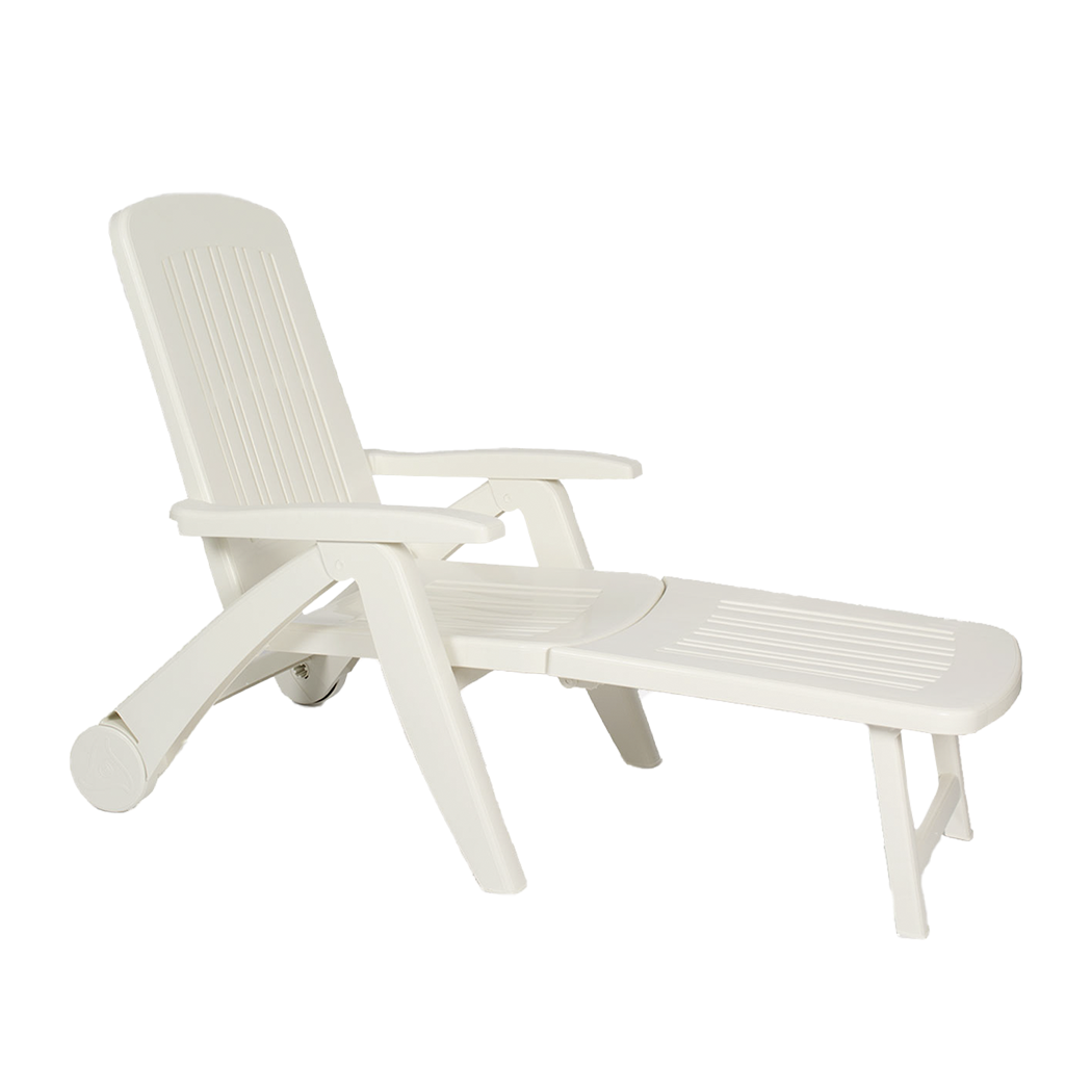 Transat Cancun avec roues pliantes en polyrotin 72x190x60cm
