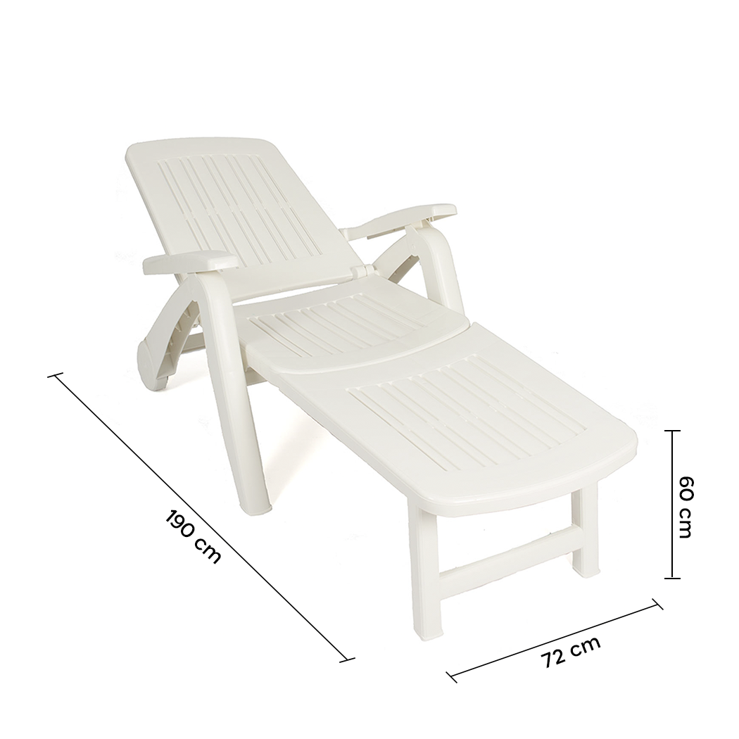 Transat Cancun avec roues pliantes en polyrotin 72x190x60cm